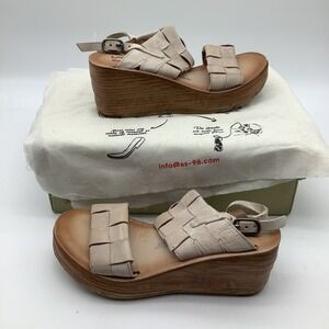 A.S. 98 Nasser Beige‎ Woven Leather Wedge Sandals Platform  EU 38 US 7/8
